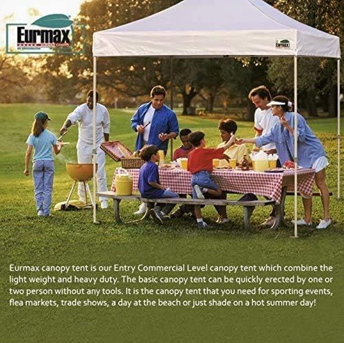 Eurmax USA 5'x5' Pop Up Canopy Tent Commercial Instant Canopies with Heavy Duty Roller Bag,Bonus 4 Sand Weights Bags (Beige)