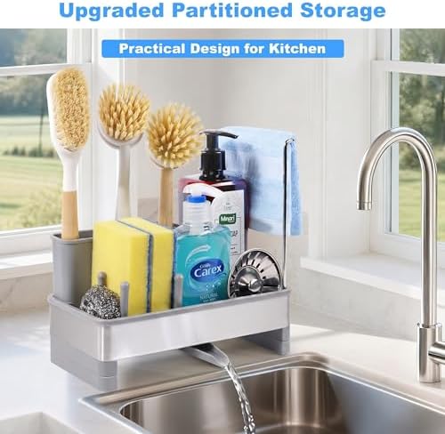 Sponge Holder for Kitchen Sink Caddy Organizer, Dish Brush Holder - Image 2
