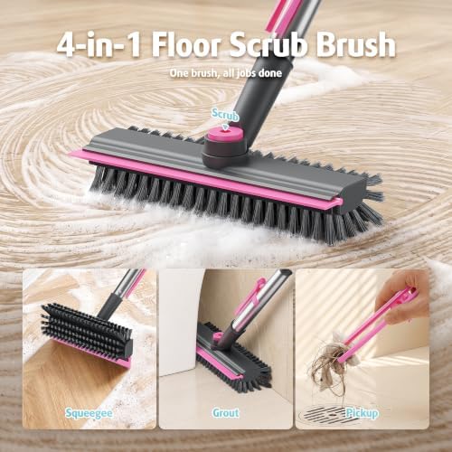 AIR U+ Floor Scrub Brush with Long Handle, 4 in 1 Floor Scrubber & Squeegee - Image 4