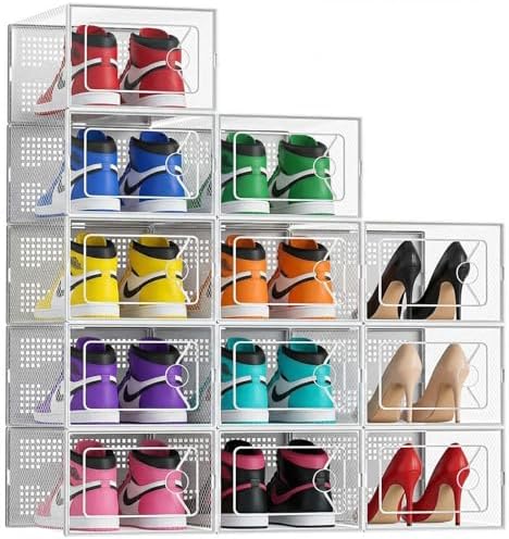 NEWBULIG 12 Pack Clear Shoe Storage Boxes, Stackable Sneaker Storage Case by NEWBULIG