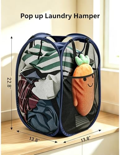 HOUSE AGAIN Strong Mesh Pop Up Laundry Hamper, 70L Collapsible Laundry Basket - Image 2