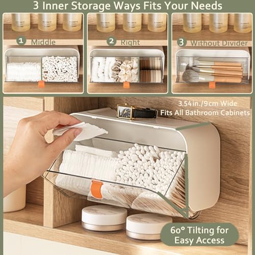 SUNFICON Wall Mounted Cotton Pads Holder Organizer Cotton Swab Balls Holder - Image 5