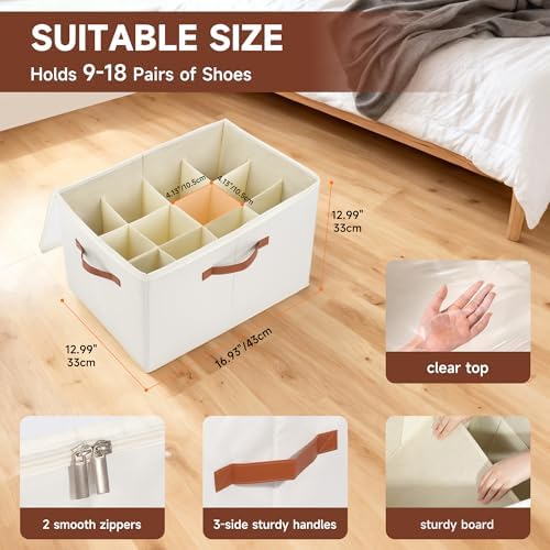 2-Pack Shoe Organizer for Closet, Foldable Shoe Storage Container - Image 2