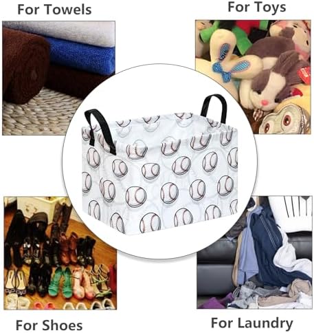 Kids Storage Basket Empty, Baseball Waterproof Storage Bins Organizer, Foldable - Image 5