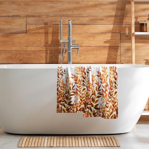 Orange Eucalyptus Hand Towels Pack of 2 Fall Leaves Face Towel Rustic Botanical - Image 7