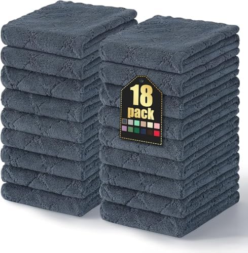 Homaxy 18 Pack Super Soft Absorbent Dish Towels, Dark Grey by Homaxy