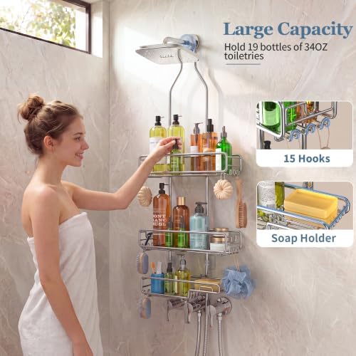 Skyapex Shower Caddy Hanging Bathroom Organizer: Over Head Adjustable Rack - Image 6