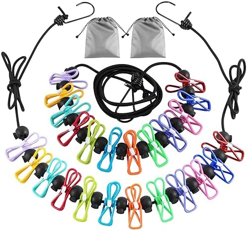 2 Pack Camping Clothesline Portable 12 Clothespins by DAGONGREN