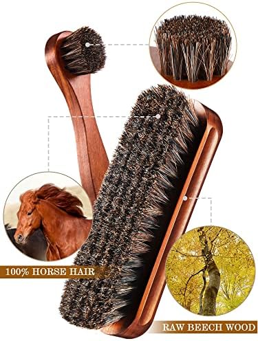 Youngjoy 3 Pieces Horsehair Shine Shoes Brush kit Polish Dauber Applicators - Image 3