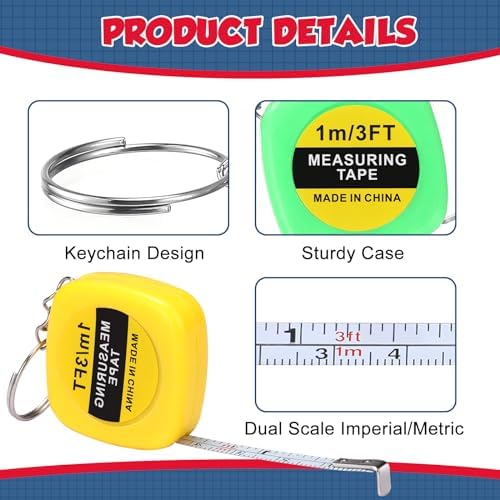 Hoteam 240 Pcs Small Tape Measure Keychains 1 Meter/ 3 Ft Mini Retractable - Image 3
