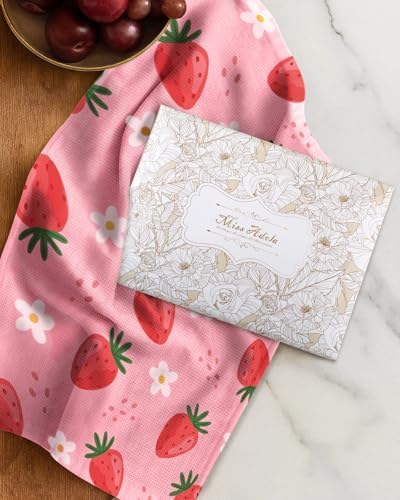 Miss Adola 2pcs Cotton Waffle Kitchen Towels, Strawberry - Image 6