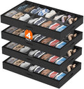 Lifewit Under Bed Shoe Storage Organizer 4 Pack, 4.3 Inches Profile Fabric by Lifewit