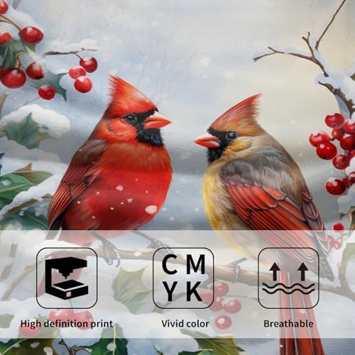 Winter Red Bird Hand Towels Pack of 2 Sweet Couple Cardinal Fingertip Towels - Image 3