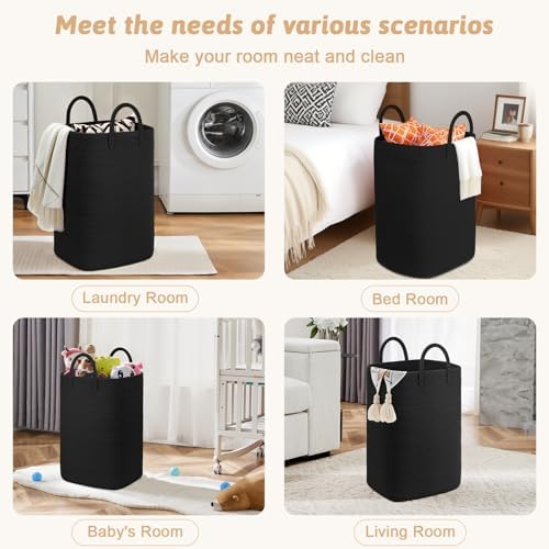 Artfeel Laundry Basket, Woven Cotton Rope Laundry Hamper, 100L Versatile Storage - Image 5