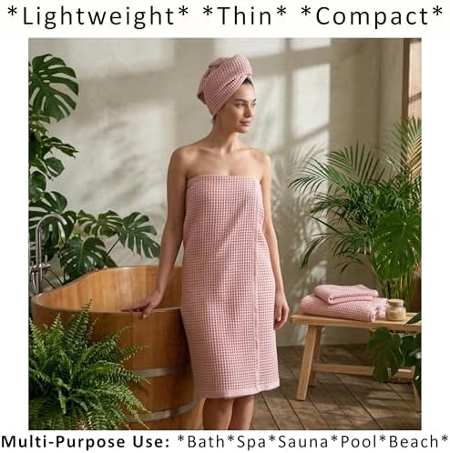 PÜSKÜL Natural 100% Turkish Cotton Waffle Bath Towels Set of 2, Extra-Large - Image 2