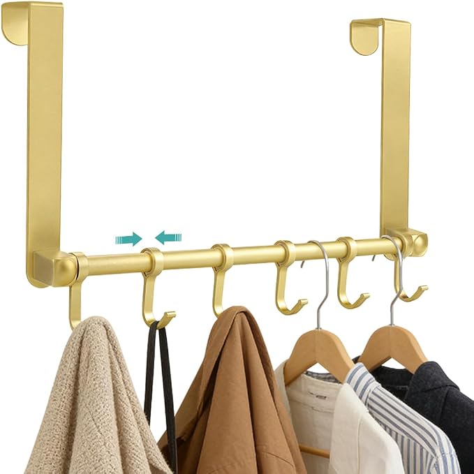 MGahyi Gold Over The Door Hooks, Over The Door Towel Rack | 6 Sliding by MGahyi