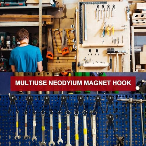Landhoow 22 Pcs Large Magnetic Hooks Heavy Duty Garage Magnet Hooks Strong - Image 6
