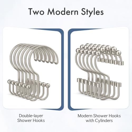Bathway Nickel Shower Curtain Hooks Ring, Rust Proof Metal Shower Hooks - Image 6