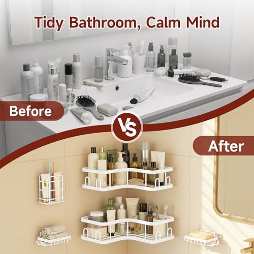 Veken Large Capacity Corner Shower Caddy 6-Pack, Advanced Rustproof Design - Image 7