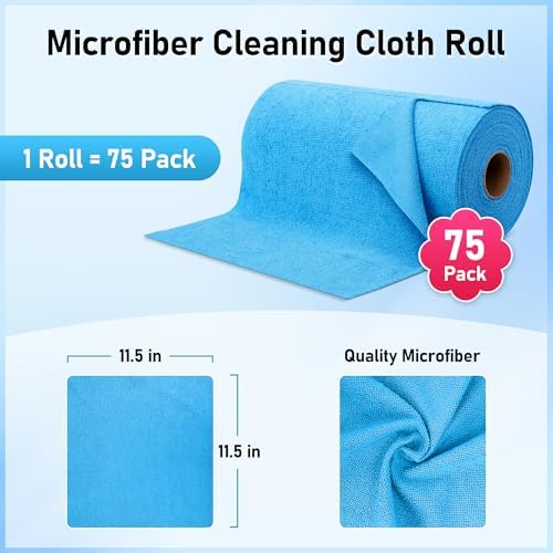 Microfiber Cleaning Cloth Roll, 75 Pack Tear Away Microfiber Towel, Reusable - Image 2