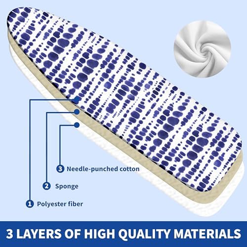 Ironing Board Cover and Pad, Thick Scorch Resistant Padding Purple Shibori - Image 2