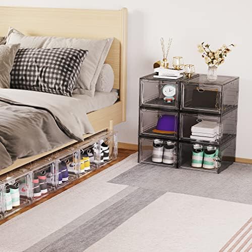 12 PACK Large Shoe Storage Boxes, Shoe Boxes Clear Plastic Stackable, Shoe - Image 2