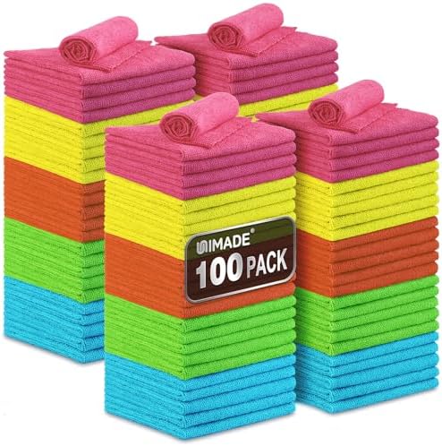 UNIMADE Microfiber Cleaning Cloth, 100PK Commercial Grade Work Rags by Unimade