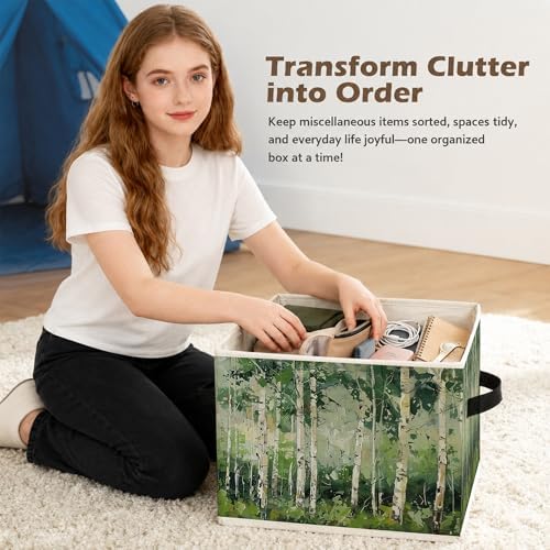 Modern Abstract Birch Tree Storage Box Bins, Decor - Image 6