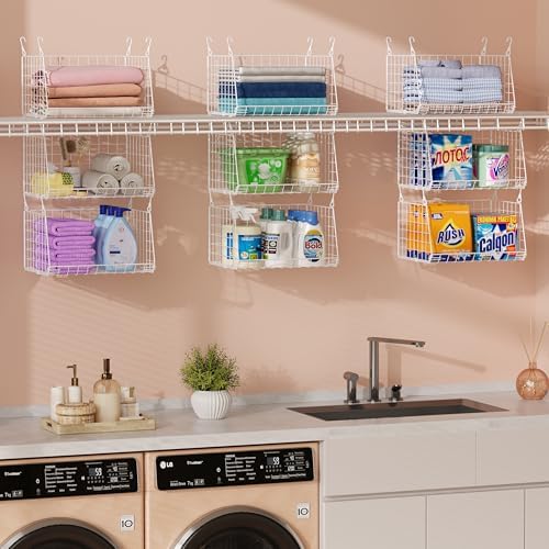 3-Tier Hanging Laundry Basket Organizer：Foldable Wire Shelf Laundry Room by Sonyabecca