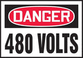 AccuformNMC NMC Safety Label "DANGER 480 Volts" (Pack of 5) with OSHA Header, Durable Adhesive Vinyl, 3.5" x 5", LELC164VSP, American Made Safety Tags, Signs, and Labels
