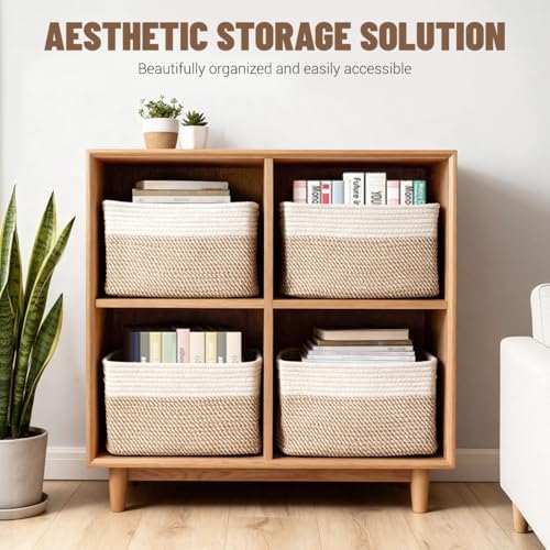 5 Pack Woven Storage Baskets, Decorative Storage Bins - Image 2