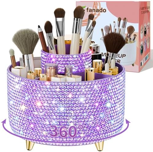 fanado Bling 360° Rotate Makeup Brush Holder Organizer, Makeup Organizers by Unknown