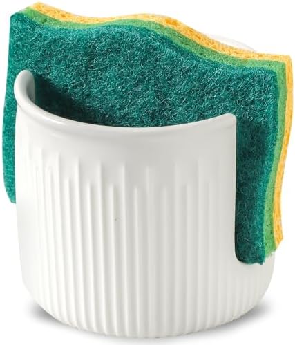 Ceramic Sponge Holder for Kitchen Sink, Scrub Sponge Dish Rack, Farmhouse by Seyatoo
