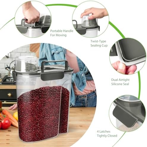 Viretec Rice Storage Container, 5 to 10lb Dry Food Airtight Dispenser, Pet Dog - Image 4