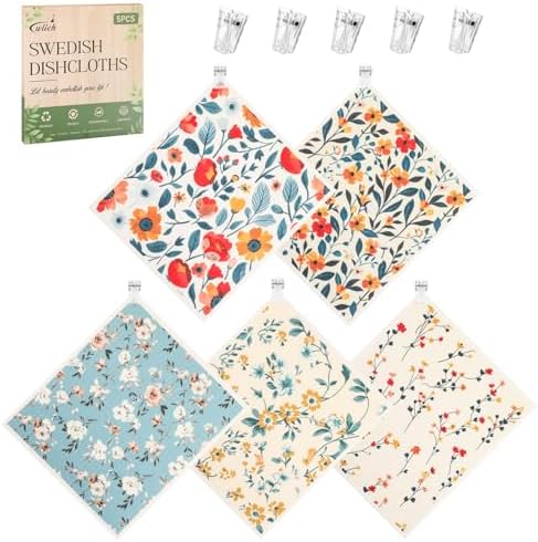 wlich 5 Pack Swedish Dishcloths, Reusable Kitchen Towels - Image 2