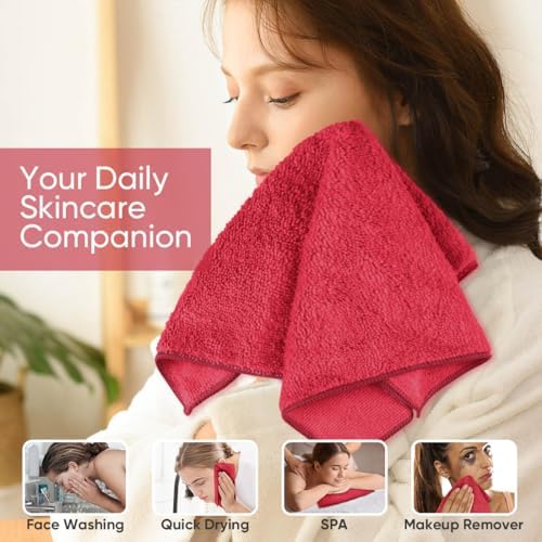 HOMEXCEL Washcloths 12PK, Ultra Soft&Highly Absorbent Face Towels, 12X12 in - Image 4