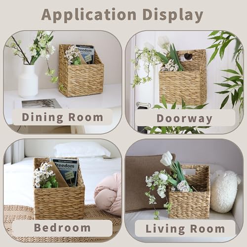 GYASVWU Foldable Water Hyacinth Hanging Baskets, Collapsible Wicker Wall Baskets - Image 4