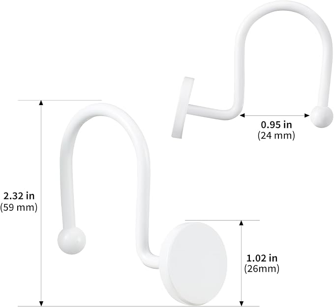 CHICTIE White Shower Curtain Hooks, Rustproof Shower Curtain Rings - Image 5