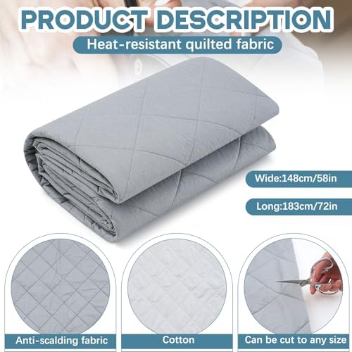 Treela 58" x 72" 2 Yard Heat Resistant Quilted Fabric Ironing - Image 2