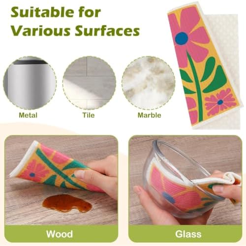 6 Pcs Swedish Paper Cloths for Kitchen, Reusable Paper Towels Washable - Image 6