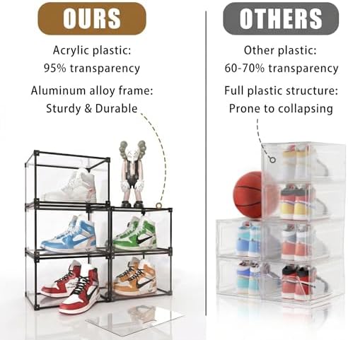 Magnetic Side Open Transparent Plastic Storage Shoe Box Clear Shoe Display Case - Image 6
