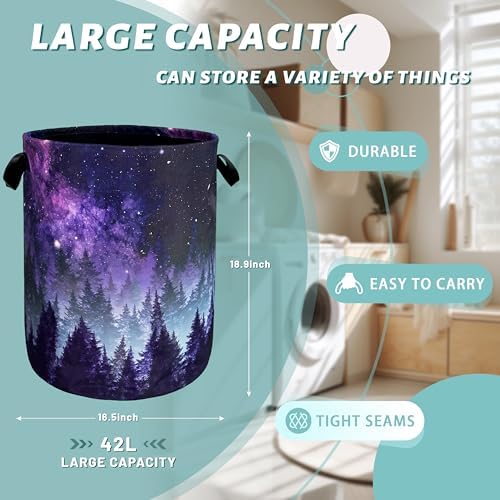 Galaxy Laundry Hamper Laundry Basket Oxford Cloth Hamper18.9x16.5Inch - Image 2