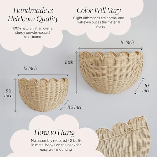 BEBE BASK The Original Scalloped Wicker Wall Basket – Set of 2 - Image 4