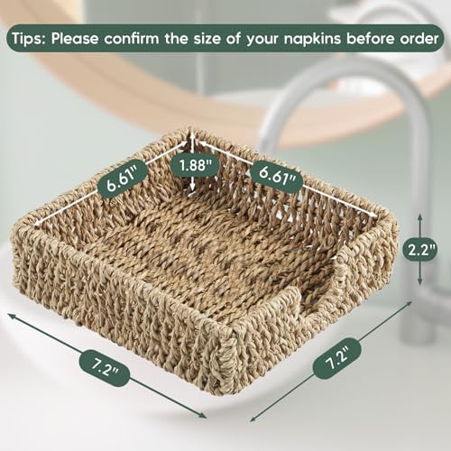 Napkin Holder for Table, Woven Seagrass Napkin Holders For Paper Napkins - Image 2