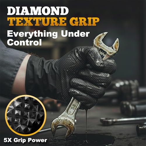 TitanFlex Heavy Duty Black Industrial Nitrile Gloves - Image 3