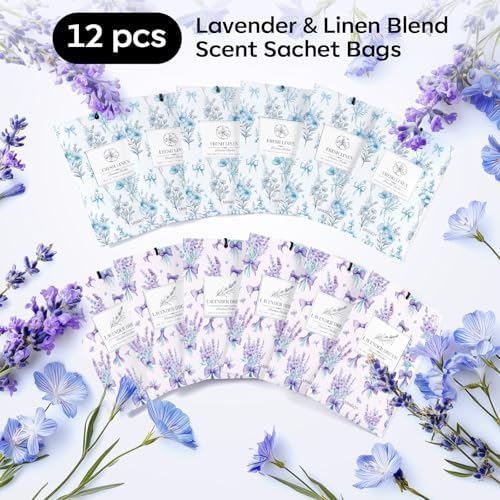 MYARO 20Pcs Lavender Linen Scented Sachets, Closet Deodorizer Car Freshener - Image 4
