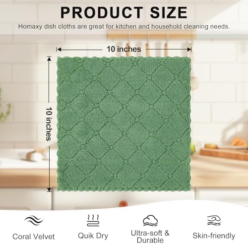 Homaxy 12 Pack Super Soft & Absorbent Dish Cloths, Grass Green - Image 5