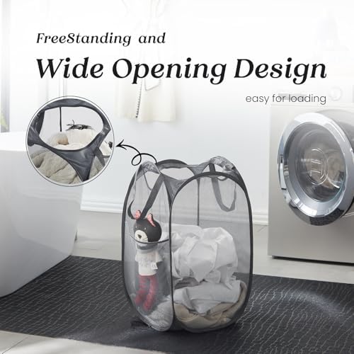 TECHMILLY Collapsible Mesh Pop Up Laundry Hamper - Image 4