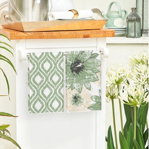 Artoid Mode Green Floral Leaves Boho Kitchen Towels Dish Towels, 18x26 Inch - Image 4