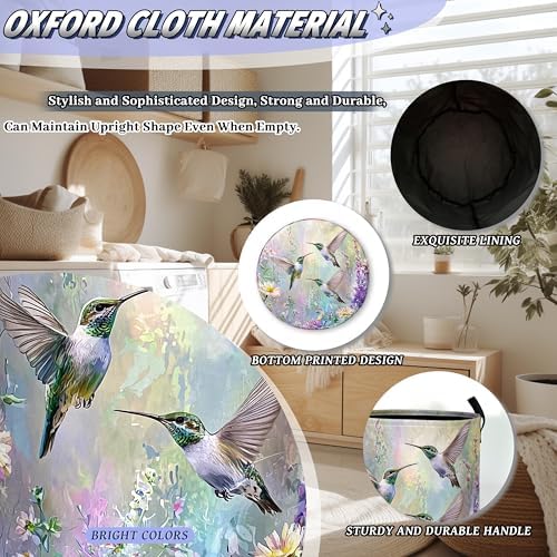 Beautiful Hummingbird Laundry Basket Oxford Cloth Hamper 18.9"x16.5" - Image 6